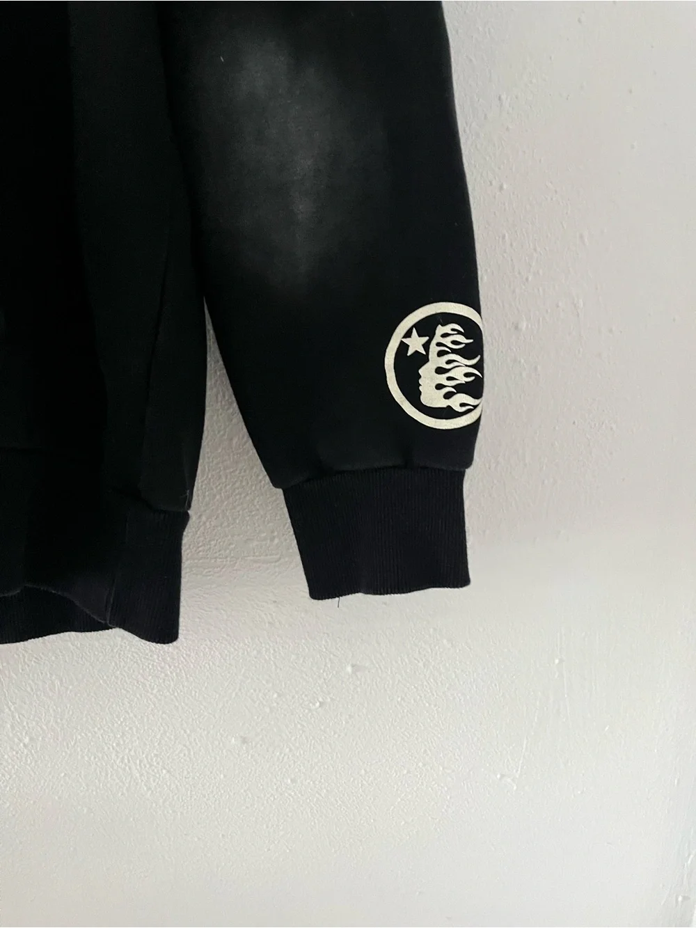 HELLSTAR Black Crewneck Hoodie with White Logo